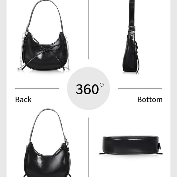 Shoulder Bag for Women - Bow Clutch Purse PU Leather, Removable Chain Crossbody - Picture 6 of 7